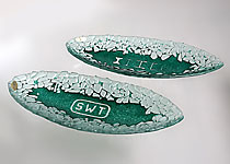 Handgefertigte Glasschale mit Firmenlogo - Stahlwerk Thüringen Handgefertigte Glasschale mit Firmenlogo - Stahlwerk Thüringen