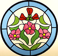 Glasfenster rund Jugendstil Blüten