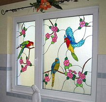 Bleiverglasung Fenster Vögel
