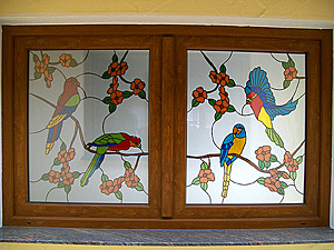 bleiverglaste Fenster Vogel Motiv
