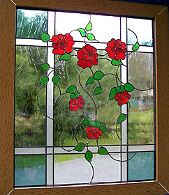 Buntglasfenster Rosen rot