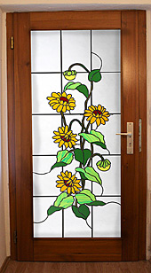 Haustür mit Bleiverglasung Sonnenblumen
