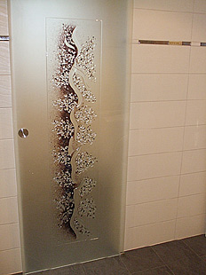 Ganzglasschiebetür Badezimmer mit Fusing