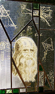 Bleiverglasung mit Glasmalerei Da Vinci