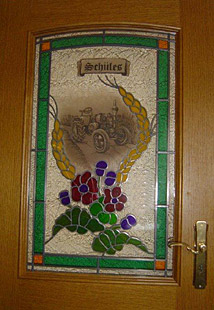 Bleiverglasung Tür mit Glasmalerei
