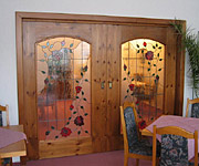 Fenster mit Bleiverglasung Rosenmotiv Rosen Bl&uuml;tendekor