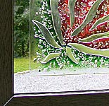 Detailansicht Glasfenster mit Schmelzglas