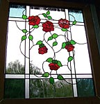Rosenmotiv als Bleiverglasung im Fenster - Glas Schlieker