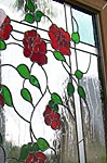 Rosenmotiv als Bleiverglasung im Fenster - Glasdesign Schlieker