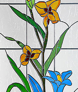 Bleidekor mit Blumen gelb blau
