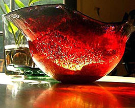 Designer Glasschale rot kaufen 